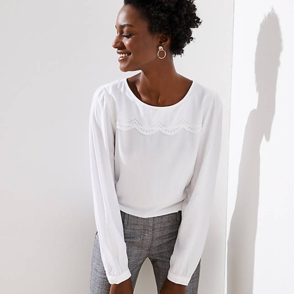 Ann Taylor Loft Cutout Back Eyelet Blouse